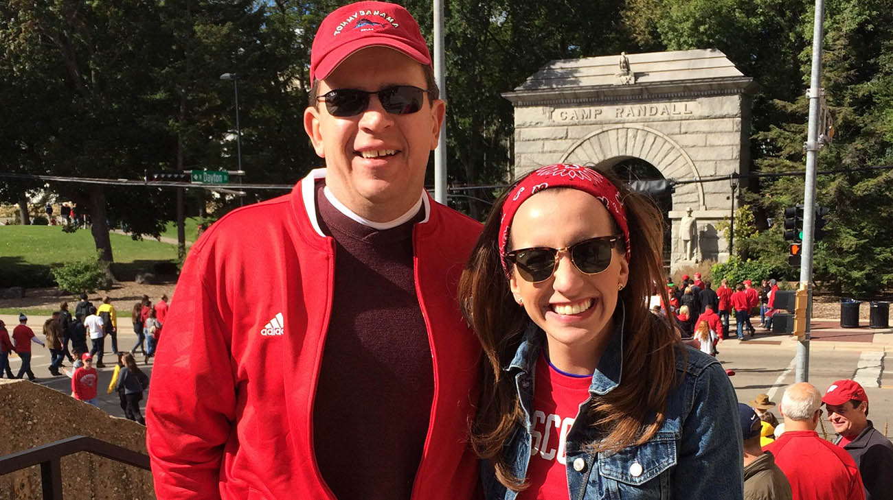 Stroke patient, Larry Bach, with his daughter, Caroline.
