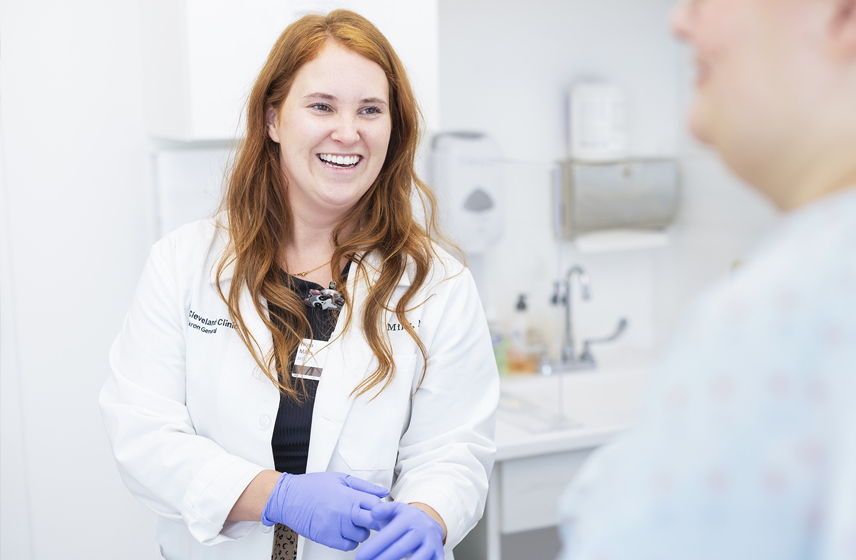Doctor smiling at a patient
