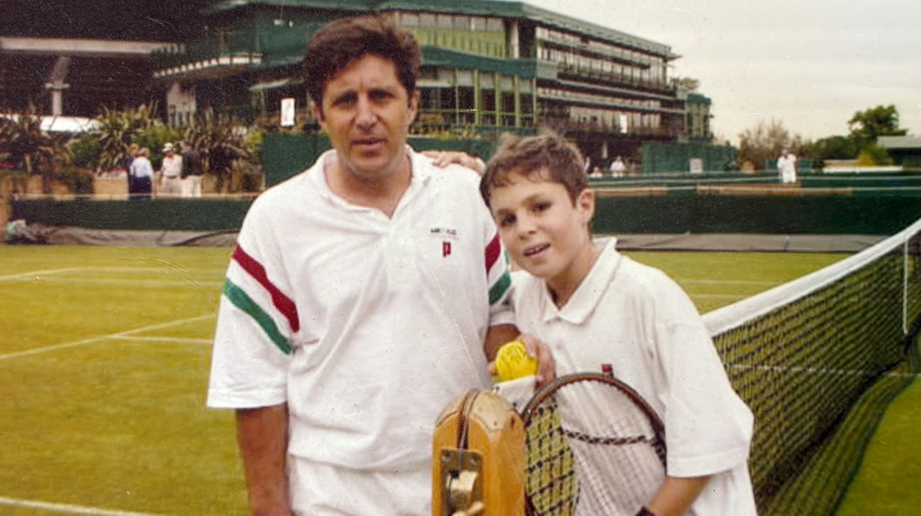 Leon with Johnny as a child at tennis match