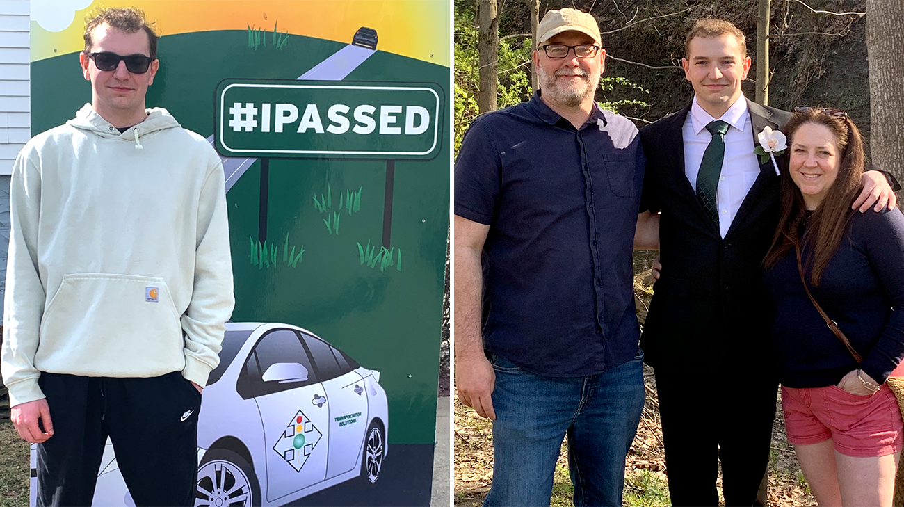 Cameron passing his driver's test, and Cameron before prom